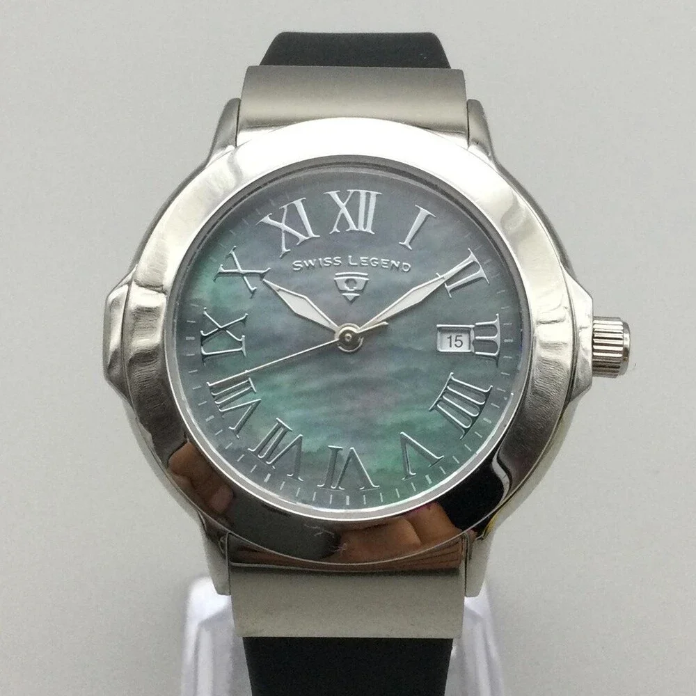 Swiss Legend South Beach Womens Watch 36mm Green MOP Black Strap New Battery
